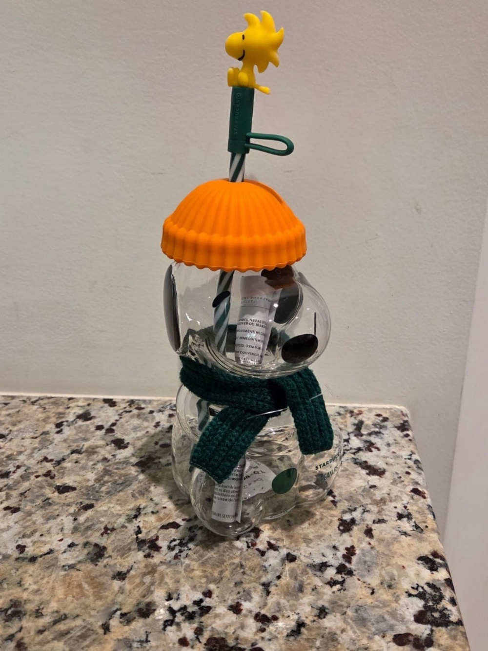 NWT Starbucks x Peanuts Snoopy Glass Cup 22oz
